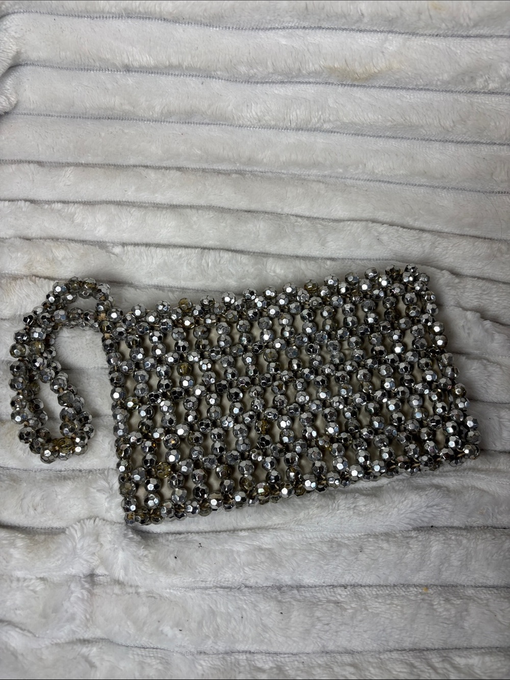 RARE 1960’s Alfredo Picchi Made in Italy Silver Beaded Evening Clutch VGUC